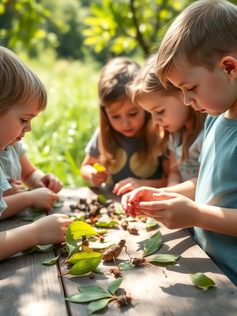 A group of children participating in an educational workshop about local flora and fauna, highlighting the organization's dedication to fostering environmental awareness among youth.