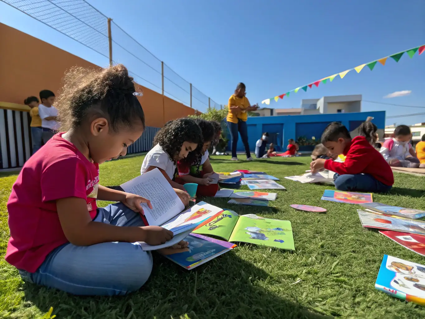 An engaging photograph of children participating in an educational workshop organized by LA VOIE DE L'HIRONDELLE, highlighting the organization's dedication to fostering environmental awareness among youth.